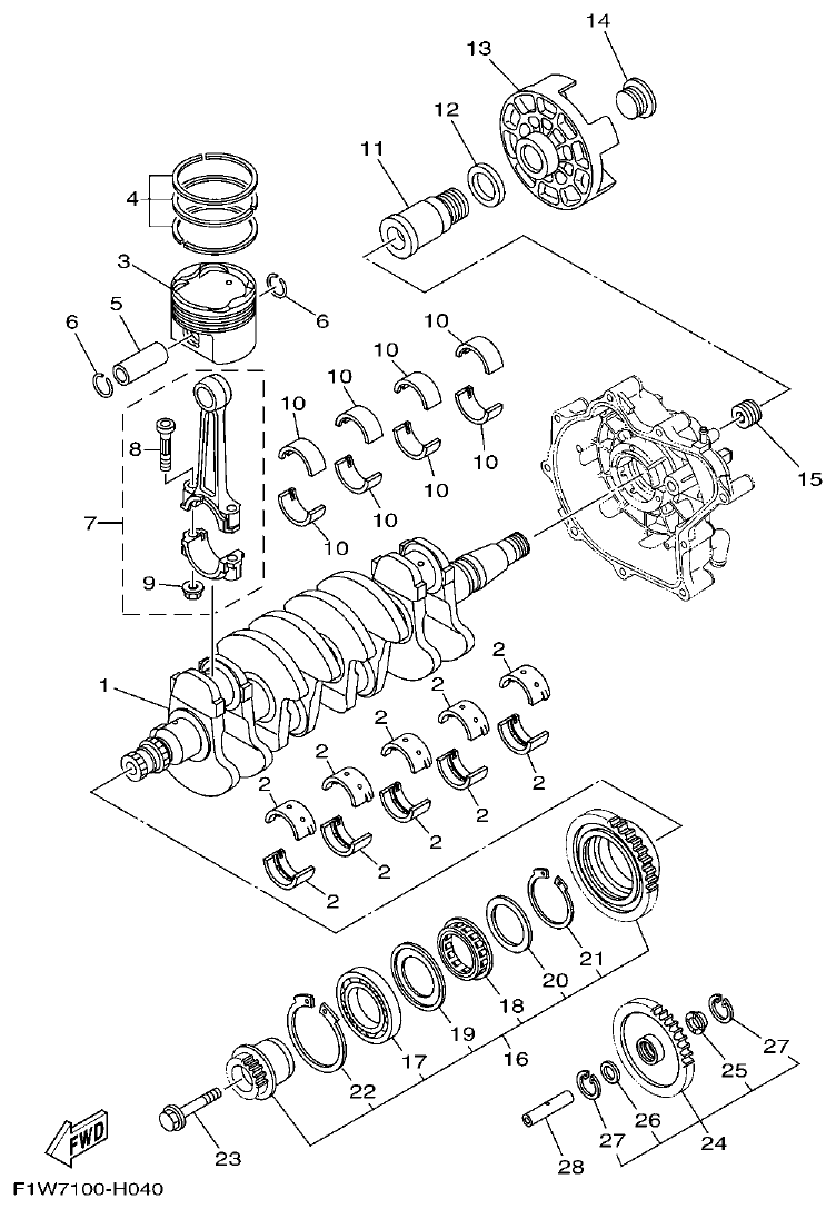 Yamaha GX18 CRANKSHAFT & PISTON parts diagram